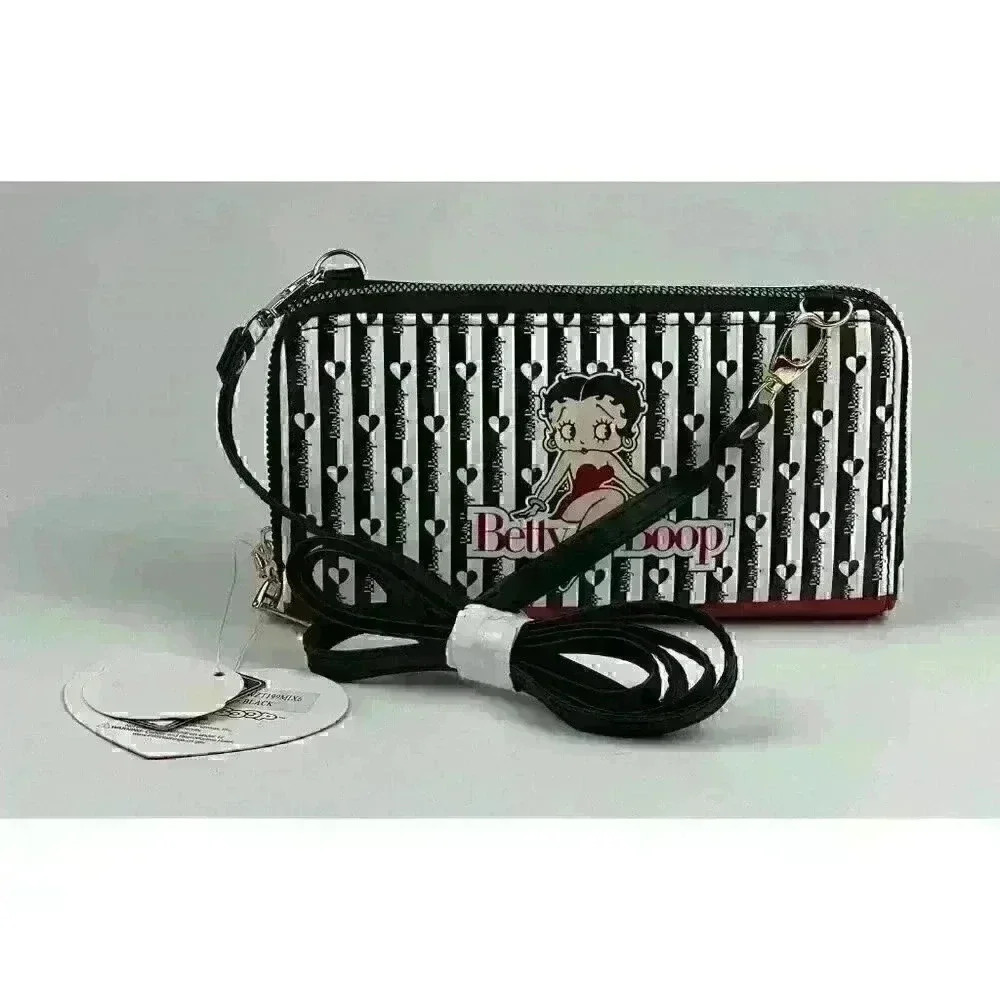 NEW Betty Boop Womens Lany Vegan Crossbody Wristlet Wallet Bag
